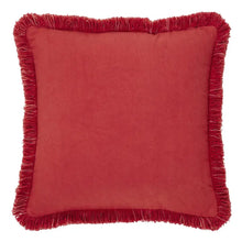 Red Snowflake Stone Washed Fringed Pillow 12x12