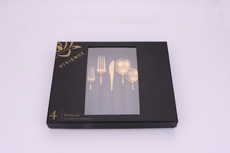 Morne 20 Pc Flatware Set with Black Handles, Service For 4