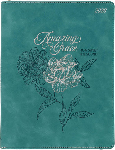 2026 Amazing Grace 18 Month Premium Zippered Leather Daily Planner for Women