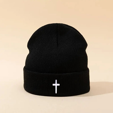 Christian Cross Beanie Knit Hat | Unisex Winter Skull Cap