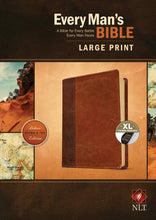 Every Man’s Bible NLT, Large Print: A Bible for Every Battle Every Man Faces, Brown/Tan TuTone, Indexed