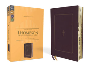 KJV Thompson Chain- Reference with Cross Imprint Thumb Indexed Bible, Burgundy