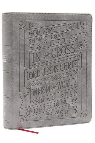 NKJV, Journal Reference Edition Bible, Verse Art Cover Collection, Leathersoft, Gray, Comfort Print: Let Scripture Explain Scripture. Reflect on What You Learn.