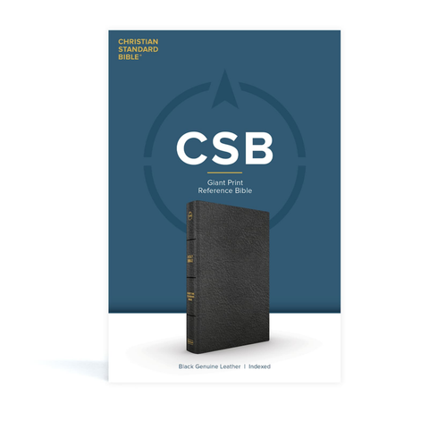 CSB Giant Print Reference Bible, Black Genuine Leather, Indexed
