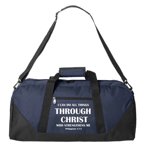 I Can Do All Things Through Christ Duffle Bag (Navy)