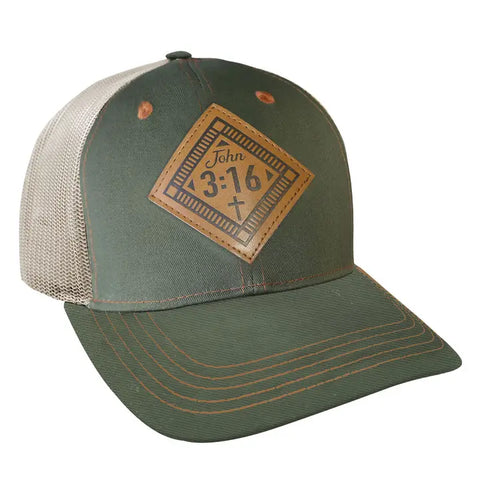 Mens Cap John 3:16 Leather