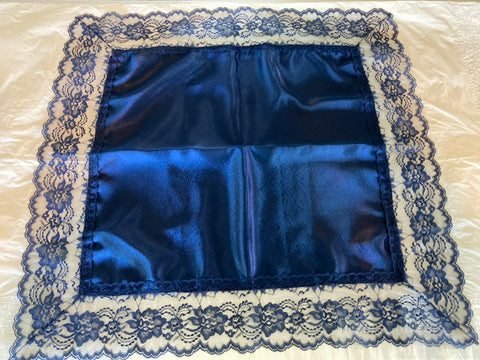 Navy Blue Satin Lap  Scarf