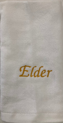 Towel Elder White Embroidered with Gold Letters