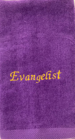 Evangelist Ministry Purple Towel Embroidered with Gold