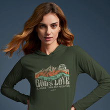 Womens Hooded God’s Love Is Higher Than Any Mountain T-Shirt