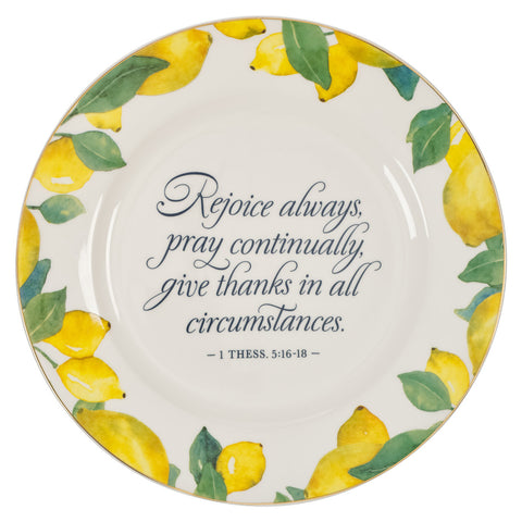 Rejoice Always Lemon Yellow Plate -1 Thessalonians 5:16-18