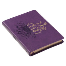 Strength & Dignity Purple Sunflower Faux Leather Handy-Sized Journal - Proverbs 31:25