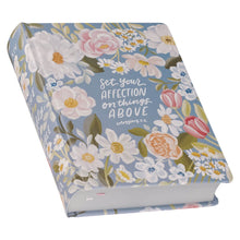 Blue Floral Hardcover Faux Leather King James Version Note-taking Bible - Colossians 3:2