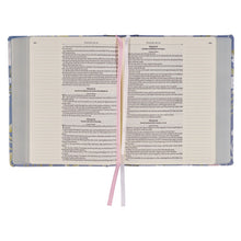 Blue Floral Hardcover Faux Leather King James Version Note-taking Bible - Colossians 3:2