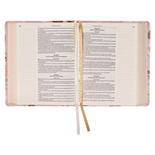 Peach Floral Hardcover Faux Leather King James Version Note-taking Bible - Proverbs 31:25