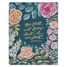 Teal Floral Large Print Faux Leather King James Version Note-taking Bible - Matthew 22:37