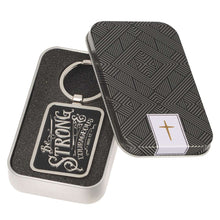 Be Strong & Courageous Black Key Ring in Gift Tin- Joshua 1:9