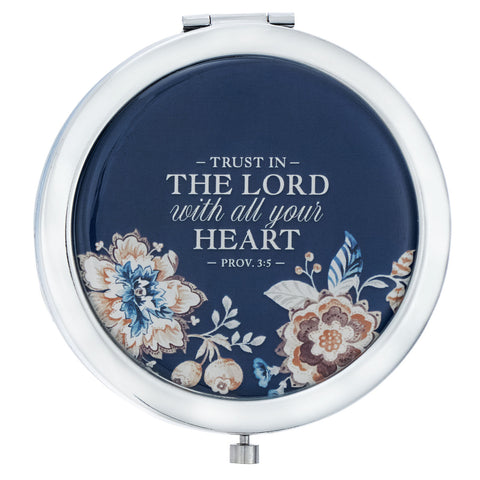 Trust in the LORD Silver Metal Compact Mirror- Proverbs 3:5