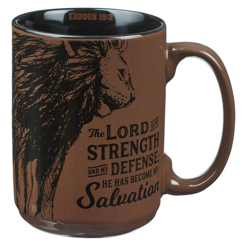 The Lord is My Strength Walnut-Brown Ceramic Coffee & Tea Mug - Exodus 15:2