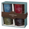 Mug Set 4 Pc Multi Color Faith, Hope, Grace, Trust