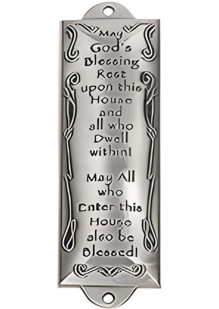 Bless This House Pewter Mezuzah Plaque (Wall Mount)