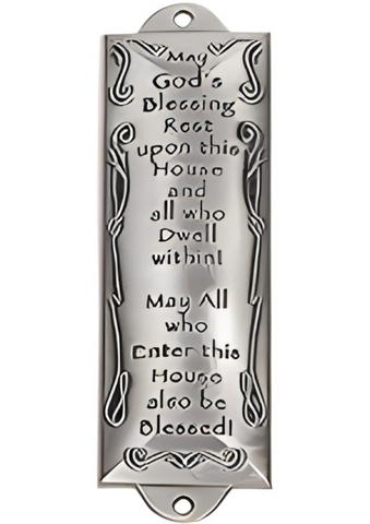 Bless This House Pewter Mezuzah Plaque (Wall Mount)
