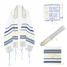 Prayer Shawl Tallit Navy Blue/Gold & Matching Bag With Zipper