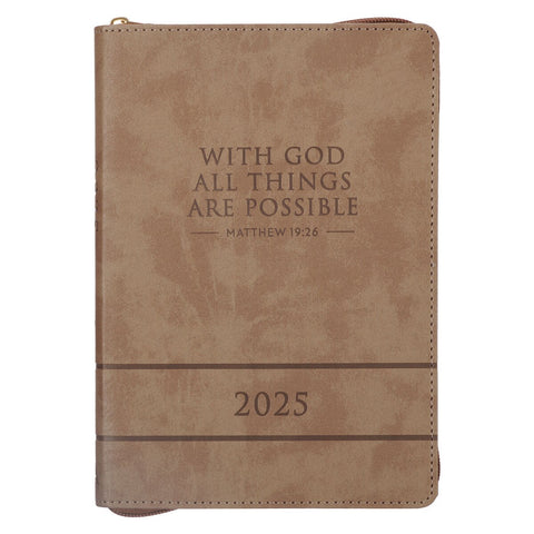 All Things Are Possible 2025 Executive Planner with Zipper Closure - Matthew 19:26