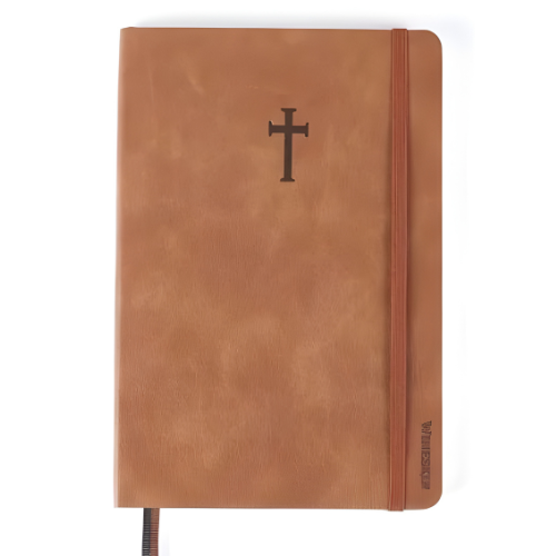 Tan Cross Wineskin Hardcover, Imitation Leather Exterior Journal with Elastic Pen Loop, 420 Pages