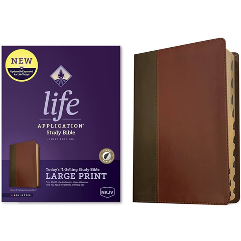 NKJV Life Application Study Bible, Third Edition, Mahogany,  Large Print