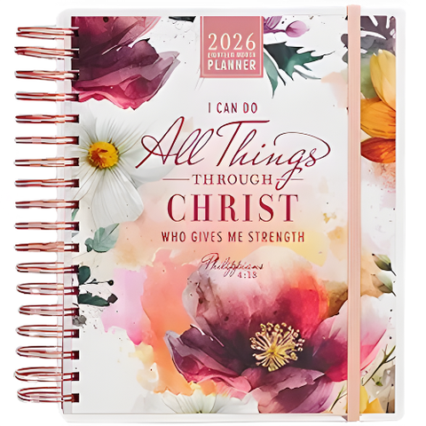 2026 All Things 18-Month Planner with Elastic Closure - Phil 4:13
