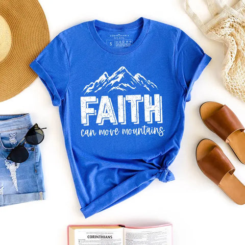 Faith Can Move Mountains Christian Graphic Tee Shirt