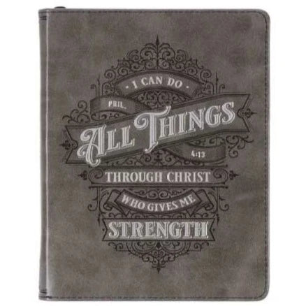 All Things Through Classic Journal with Zipper Closure- Philippians 4:13