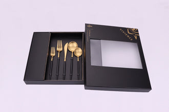 Morne 20 Pc Flatware Set with Black Handles, Service For 4