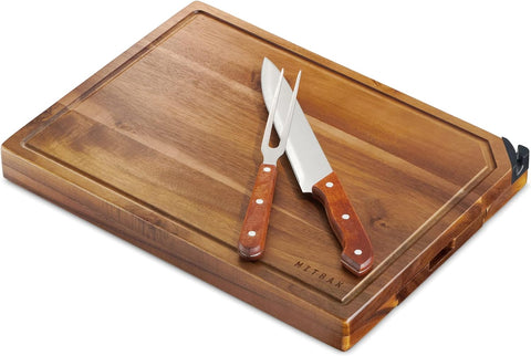 Mitbak Wooden Chopping Board with Knife, Tongue & Sharpener