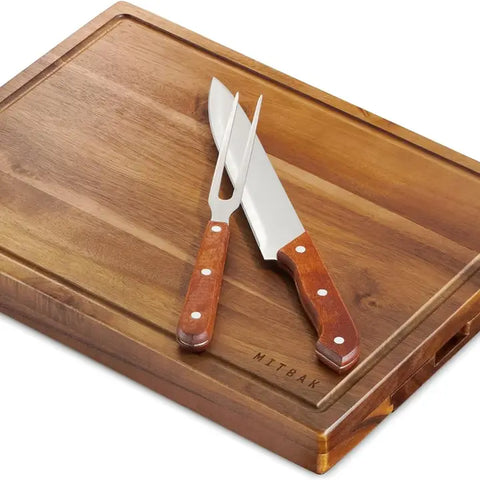 Mitbak Wooden Chopping Board with Knife, Tongue & Sharpener