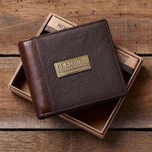 Strong and Courageous Full Grain Leather RDIF Blocking Wallet- Joshua 1:9