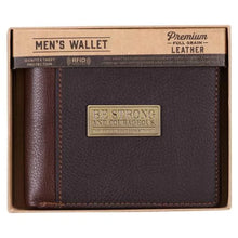 Strong and Courageous Full Grain Leather RDIF Blocking Wallet- Joshua 1:9