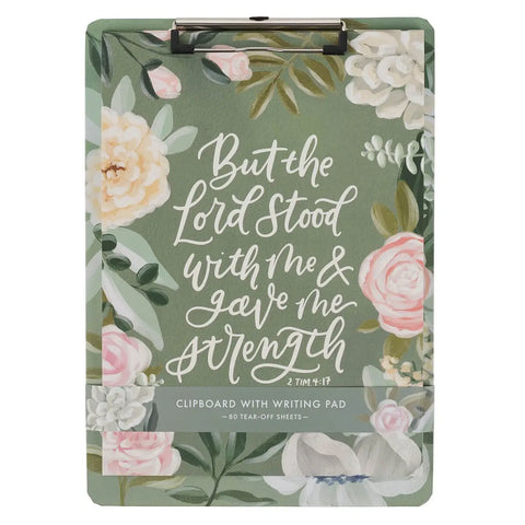 Clipboard W/Pad Floral But the Lord Stood with Me 1 Tim 4:17