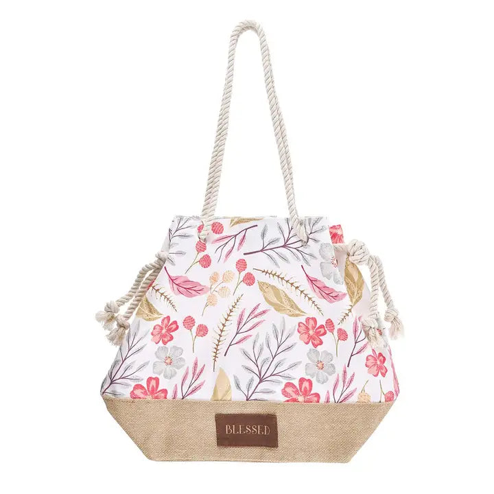 Tote Canvas Printed Blessed with Rope Handles
