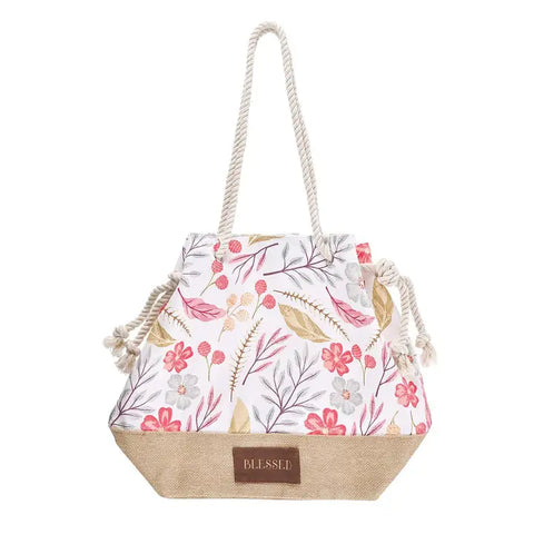 Tote Canvas Printed Blessed with Rope Handles