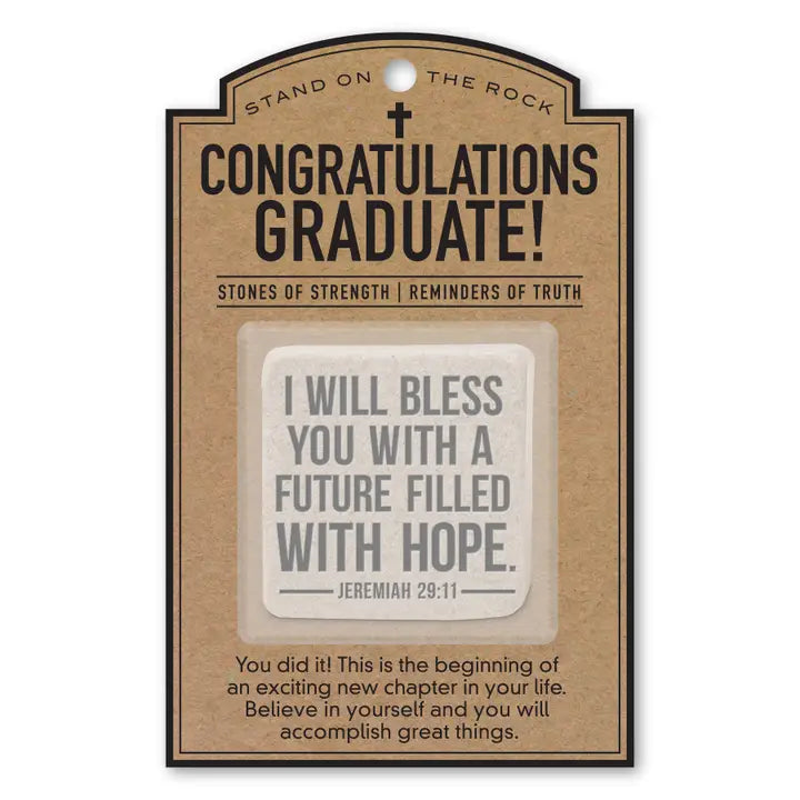 Stone with Card Congratulations Graduate