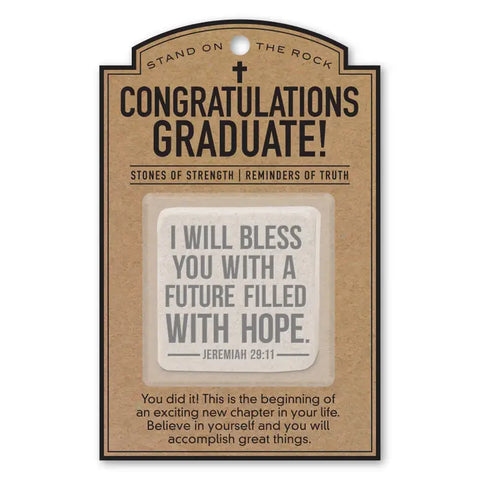 Stone with Card Congratulations Graduate