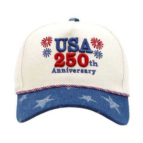 USA 250th Anniversary Patriotic Embroidered Baseball Cap