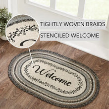 Floral Vine Jute Oval Rug Welcome 20x30