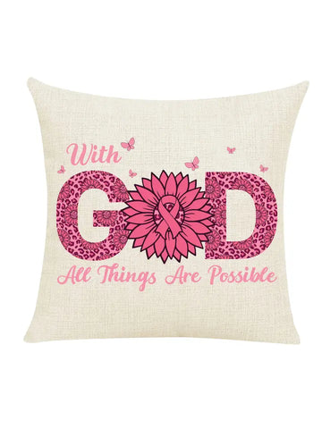 With God Breast Cancer Awareness Throw Pillow