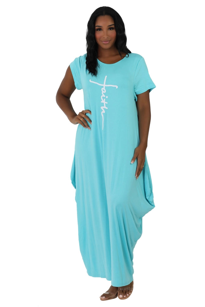 Long "Faith" Knitted Short Sleeve Dress