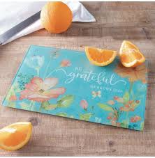 Be Grateful Medium Glass Cutting Board- Hebrews 12:28