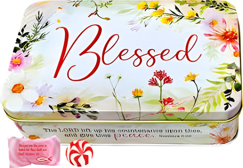 Blessed (Strawberry & Cream) Scripture Hard Candy in a Tin Can