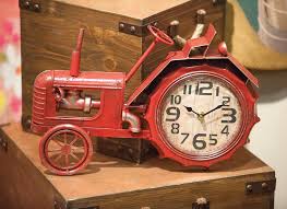 Tractor Red Table Clock